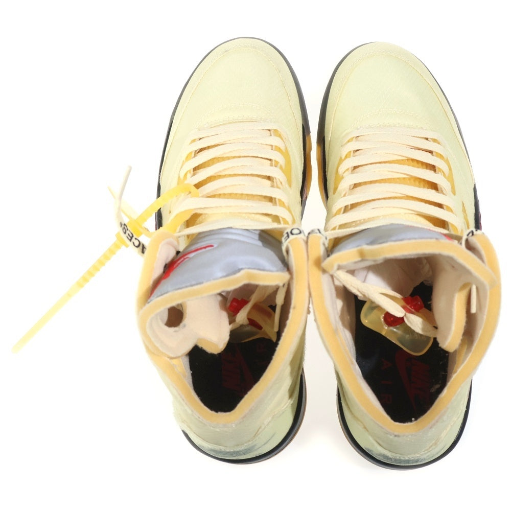 NIKE(ナイキ) ×OFF WHITE AIR JORDAN5 SAIL オフホワイト エアジョーダン5 セイル ハイカットスニーカー ホワイト/イエロー US10.5/28.5cm DH8565-100