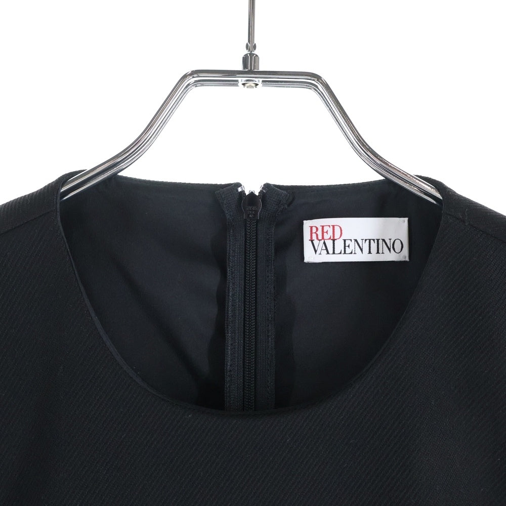 RED VALENTINO(レッド ヴァレンティノ) ハートポケット ノースリーブ ツイル ドレス ワンピース ブラック SR3VAH151Y1 レディース