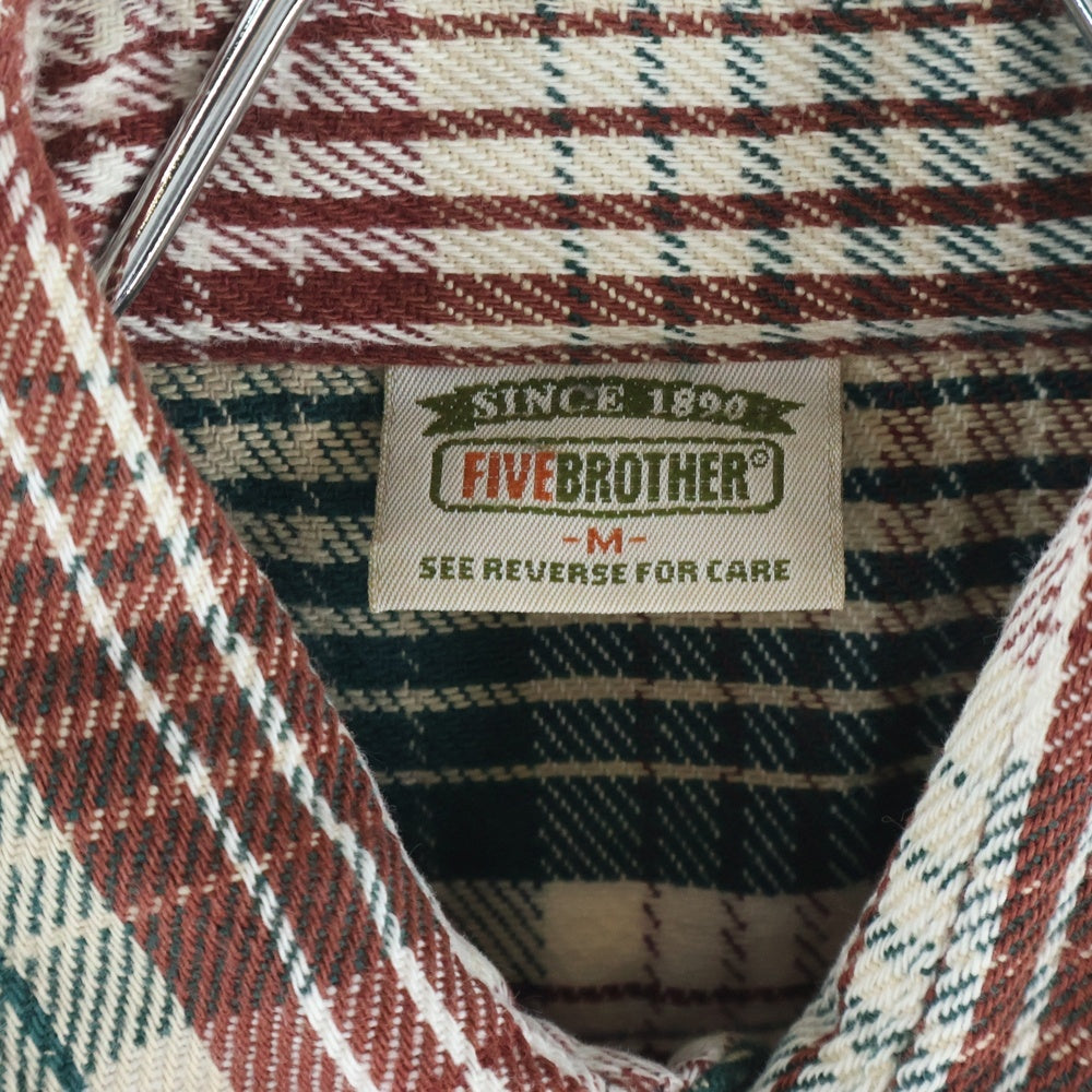 FIVE BROTHERS(ファイブブラザー) 90S VINTAGE CHECK L/S SHIRT ヴィンテージ チェック 総柄 長袖シャツ ベージュ