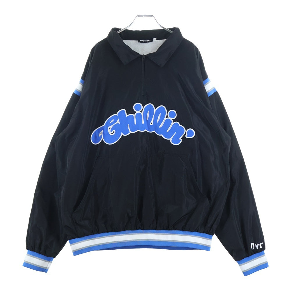 CHILLIN'(チリン) CHILLIN 裏地メッシュ ナイロン ハーフジップ アノラックジャケット ブラック