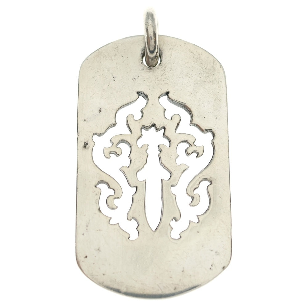 CHROME HEARTS(クロムハーツ) D TAG LRG DAGGER OLD ヴァインダガーカットアウトドッグタグ ラージ ペンダントトップ シルバー BCA240
