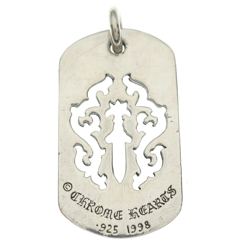 CHROME HEARTS(クロムハーツ) D TAG LRG DAGGER OLD ヴァインダガーカットアウトドッグタグ ラージ ペンダントトップ シルバー BCA240