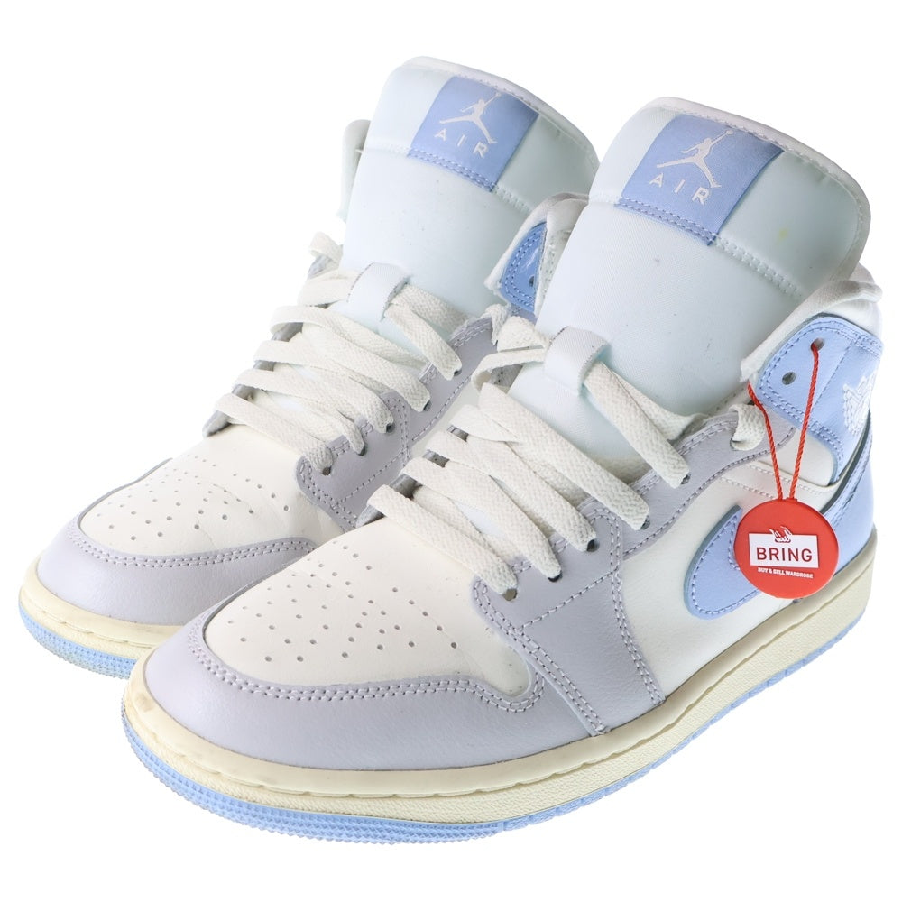 NIKE(ナイキ) WMNS Air Jordan 1 ウィメンズ エアジョーダン1 ミッド サイキックブルー セイル ミッドカットスニーカー ライトブルー US9/26cm BQ6472-402