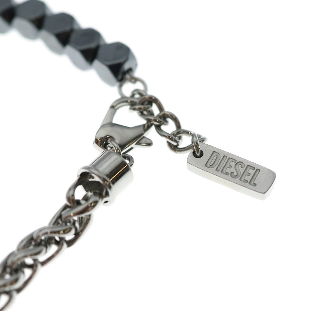 DIESEL(ディーゼル) Stainless Steel And Hematite Beaded Bracelet ステンレス ツートーン ビーズブレスレット シルバー/ブラック DX1647931