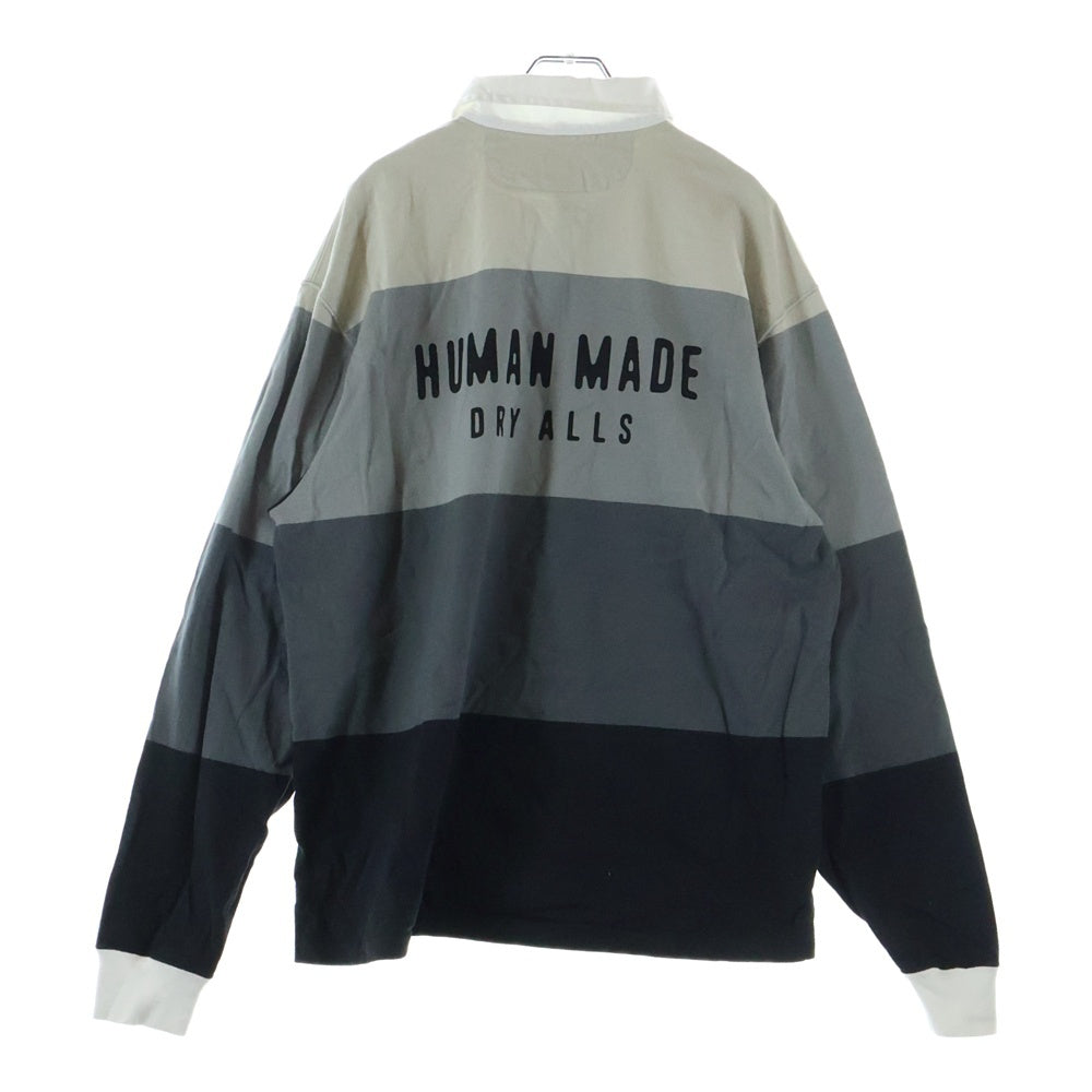 HUMAN MADE(ヒューマンメイド) Multi Stripe Rugby Shirt マルチ ストライプ 長袖ラグビーシャツ グレー/ブラック