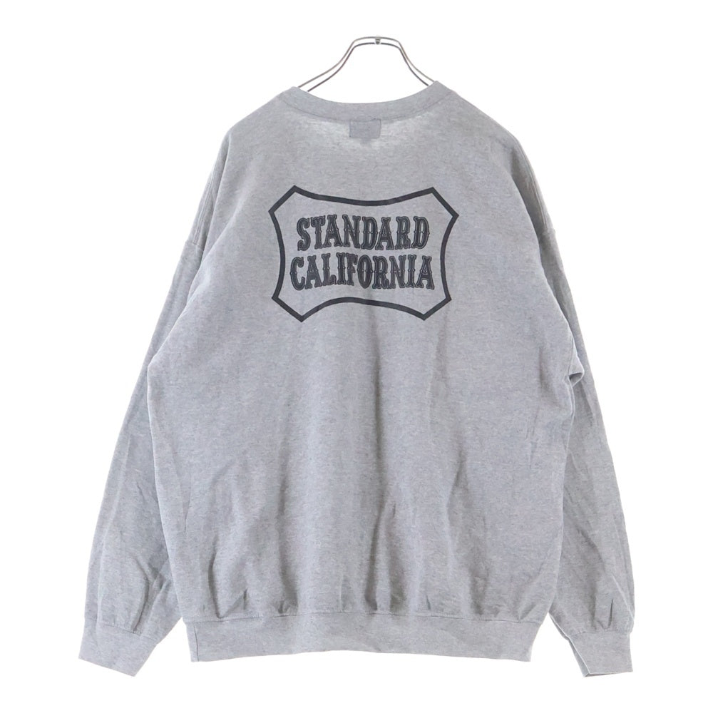 VANS(ヴァンズ) 23SS × STANDARD CALIFORNIA LOGO CREW SWEAT スタンダードカリフォルニア ロゴプリント クルーネック 裏起毛 スウェットトレーナー グレー 122C1040728