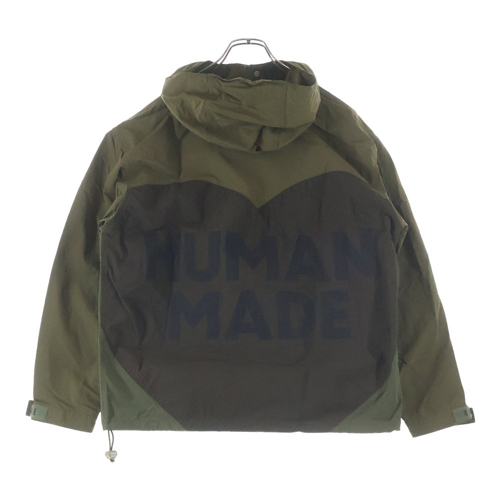 HUMAN MADE(ヒューマンメイド) Anorak Parka Jacket ロゴプリント ナイロン アノラック パーカー ジャケット フーディー カーキ