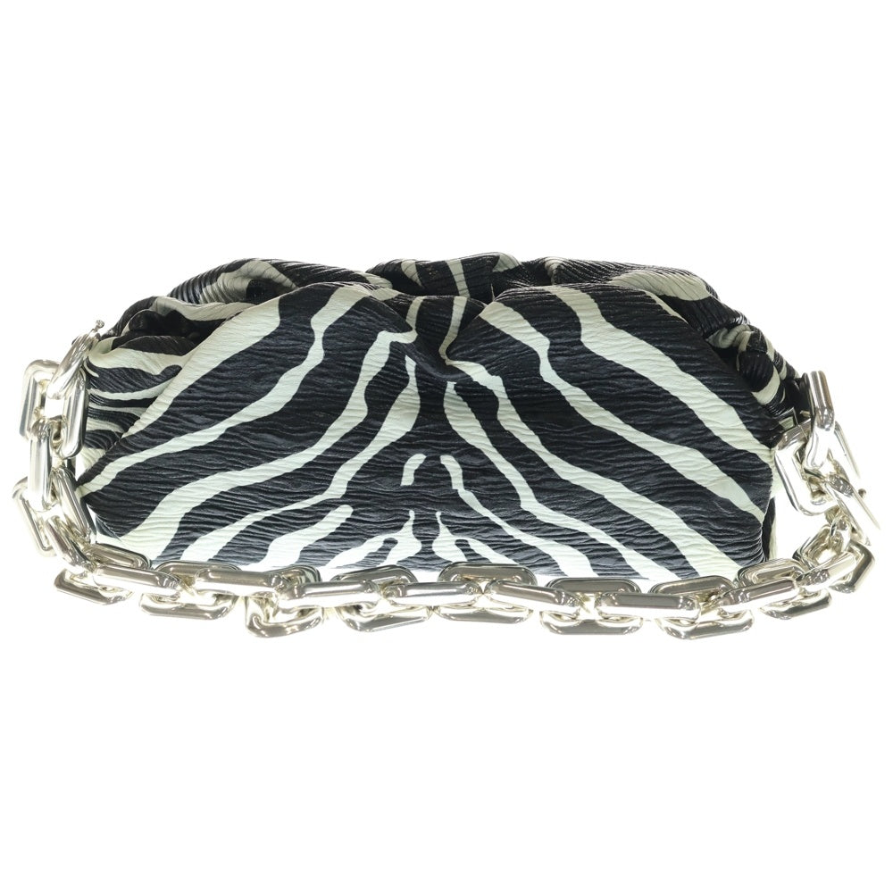 BOTTEGA VENETA(ボッテガヴェネタ) Nappa Zebra Print Chain Pouch ナッパ ゼブラ プリント チェーンハンドバック ポーチ ブラック/ホワイト 620230 レディース