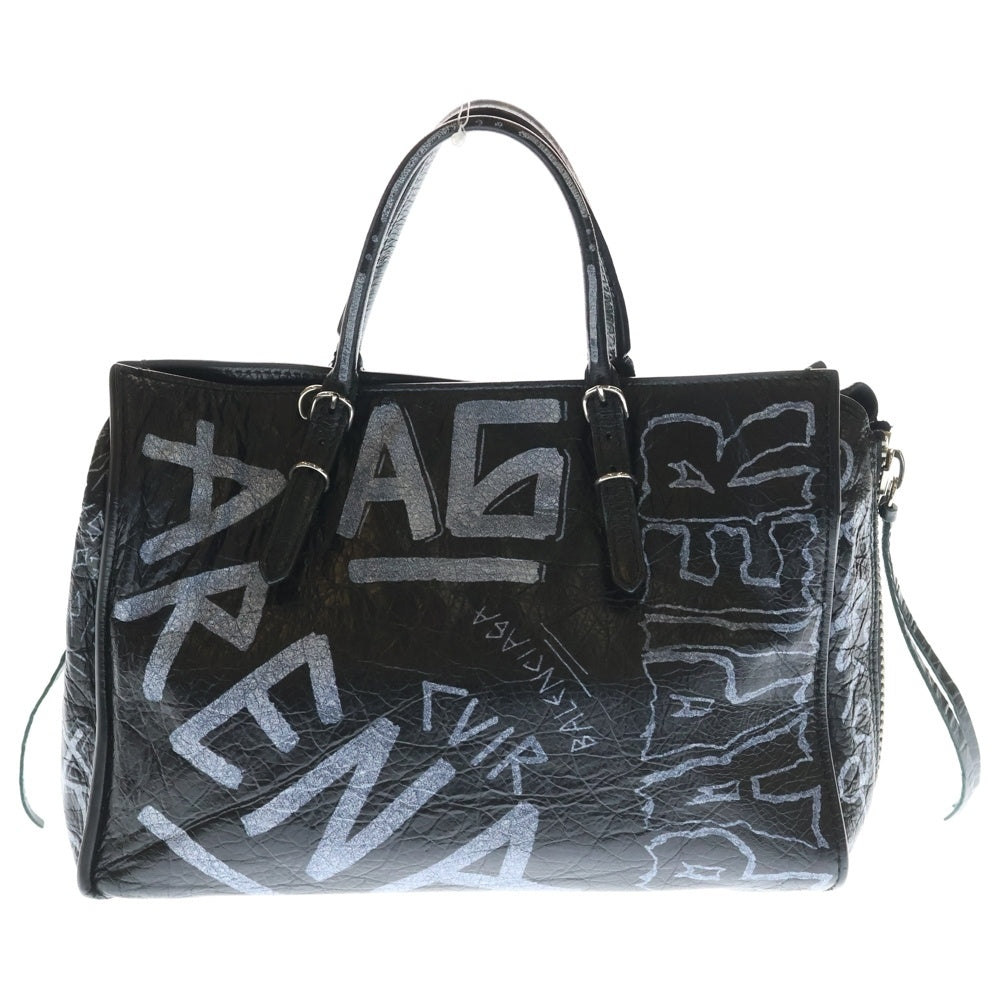 BALENCIAGA(バレンシアガ) グラフィティ ペーパーミニ 2WAY レザー ショルダーバッグ ハンドバッグ ブラック 370926