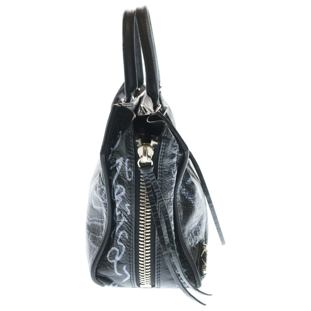 BALENCIAGA(バレンシアガ) グラフィティ ペーパーミニ 2WAY レザー ショルダーバッグ ハンドバッグ ブラック 370926