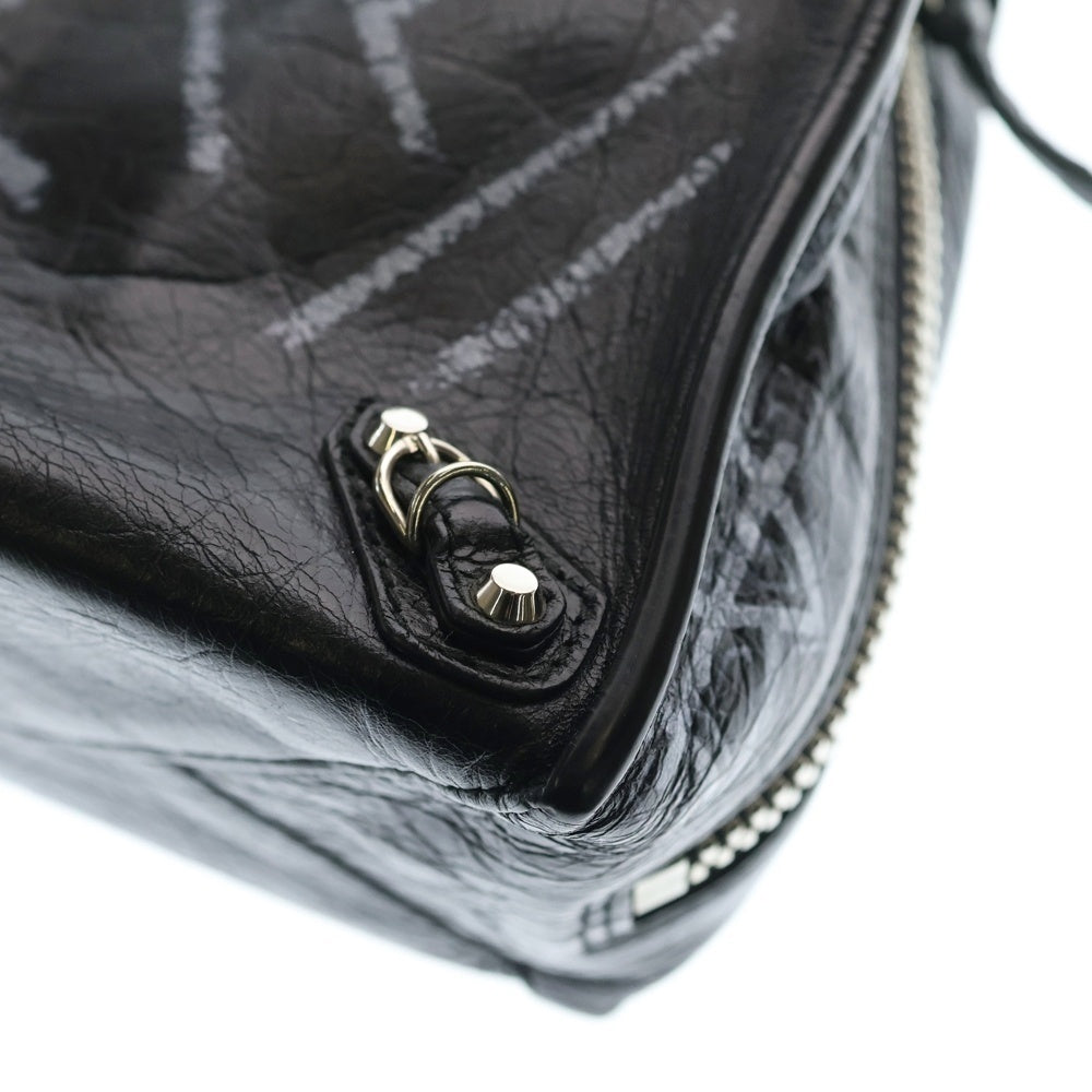 BALENCIAGA(バレンシアガ) グラフィティ ペーパーミニ 2WAY レザー ショルダーバッグ ハンドバッグ ブラック 370926