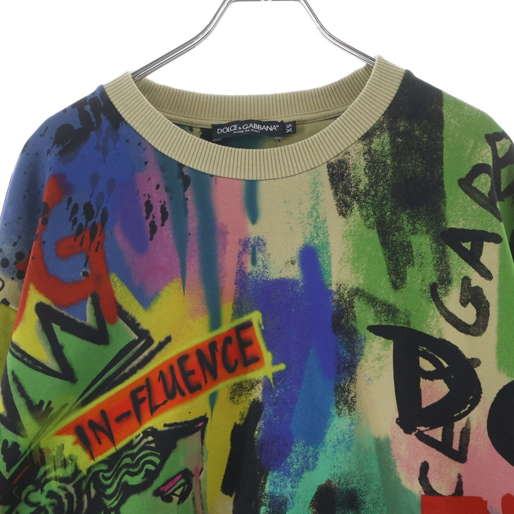 DOLCE & GABBANA(ドルチェアンドガッバーナ) クロップドグラフィティプリント クルーネック スウェットシャツ マルチ