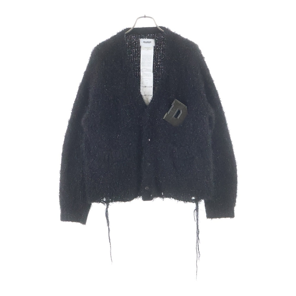 doublet(ダブレット) METAL LETTER LAME CARDIGAN ロゴメタル レター ラメ ニットカーディガン ブラック