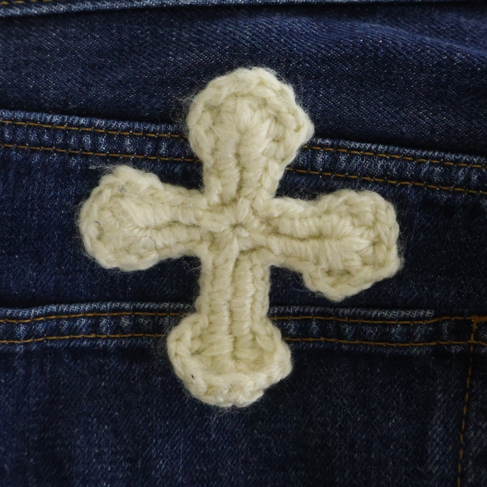 Y.A.R.N(ヤーン) 24AW 501 with 3D Cross Denim クロスニットパッチ デニム インディゴ/ピンク