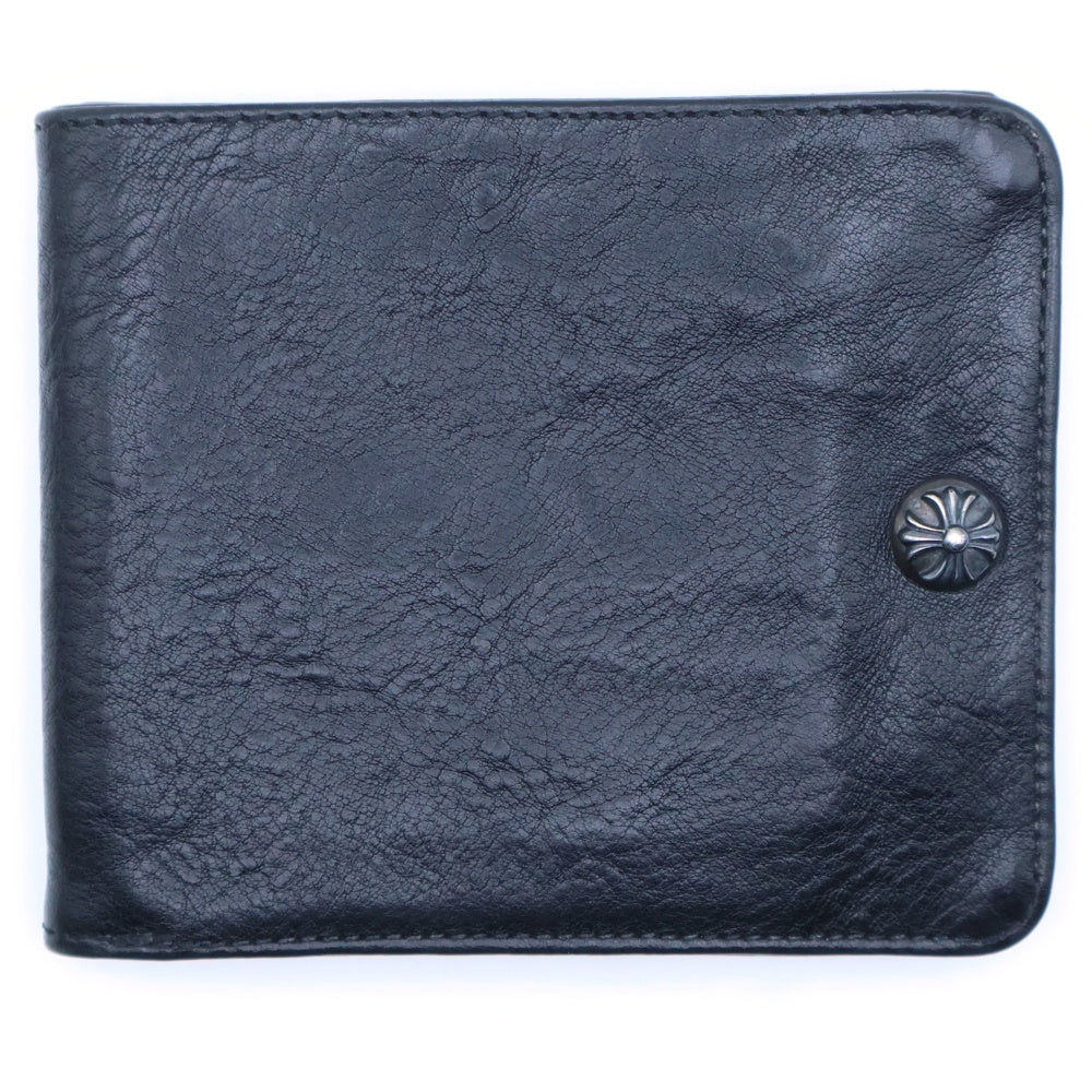 CHROME HEARTS(クロムハーツ) 1SNAP 1スナップ クロス ボールボタン レザーウォレット 財布 ブラック