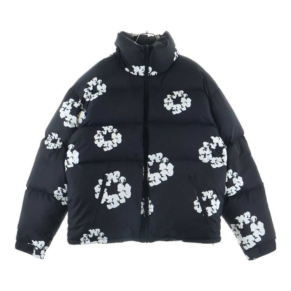 DENIM TEARS(デニムティアーズ) 25AW Cotton Wreath puffer Jacket コットン リース ジップアップ パファー ダウンジャケット ブラック FW25ODP1184