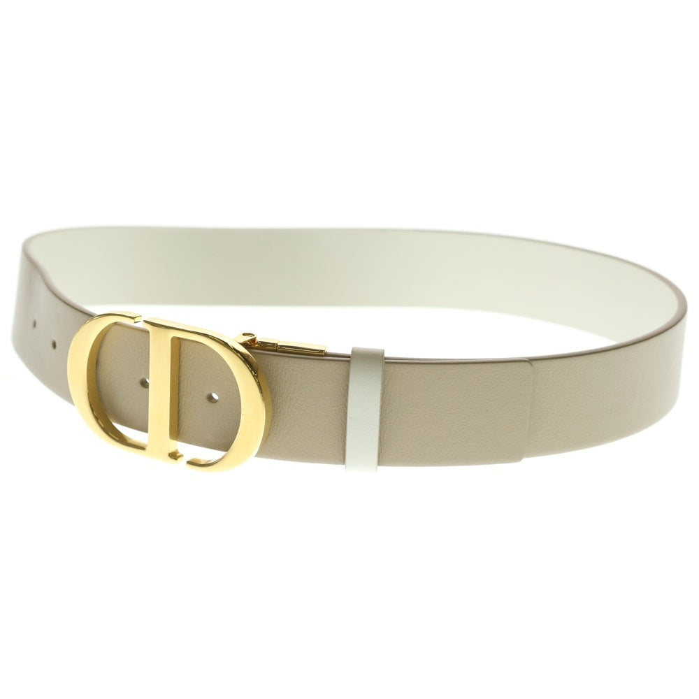 Christian Dior(クリスチャンディオール) 30 MONTAIGNE モンテーニュ リバーシブル レザー ベルト ホワイト/ベージュ