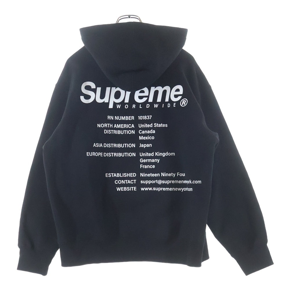 SUPREME(シュプリーム) 23SS World Wide Hooded Sweatshirt ワールドワイド フーデッド シャツ ブラック