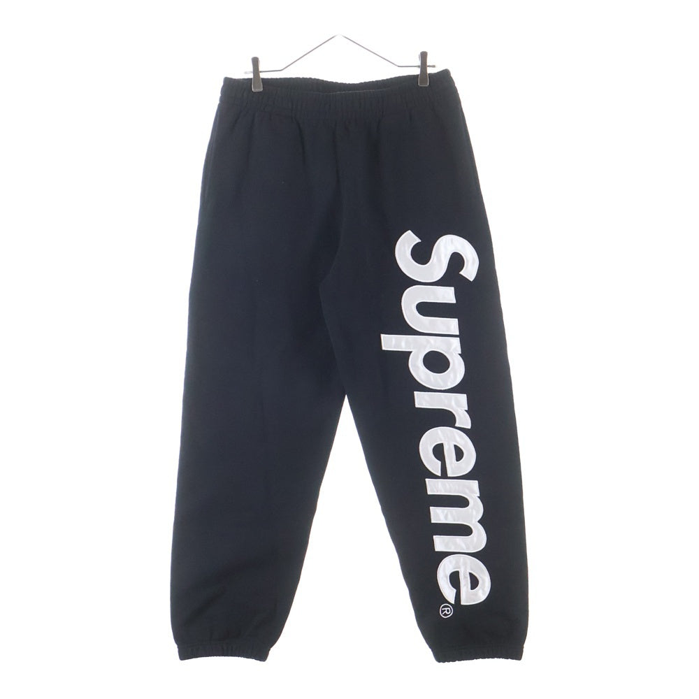 SUPREME(シュプリーム) 24AW Satin Applique Sweatpant サテン アップリケ ロゴ刺繍 スウェットパンツ ブラック