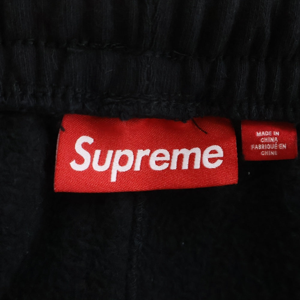 SUPREME(シュプリーム) 24AW Satin Applique Sweatpant サテン アップリケ ロゴ刺繍 スウェットパンツ ブラック