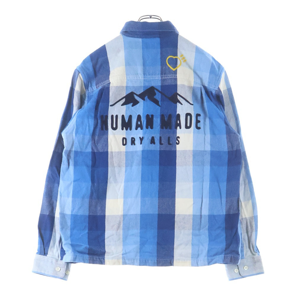 HUMAN MADE(ヒューマンメイド) Hmmd Check L/S Shirt ロゴエンブロイダリー フランネル 長袖シャツ ブルー