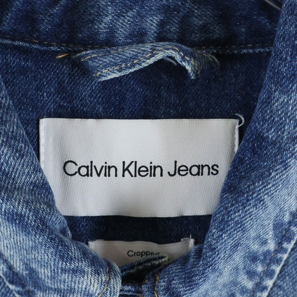 Calvin Klein Jeans(カルバンクラインジーンズ) ロゴパッチ クロップドデニムジャケット インディゴ ZW02377 レディース
