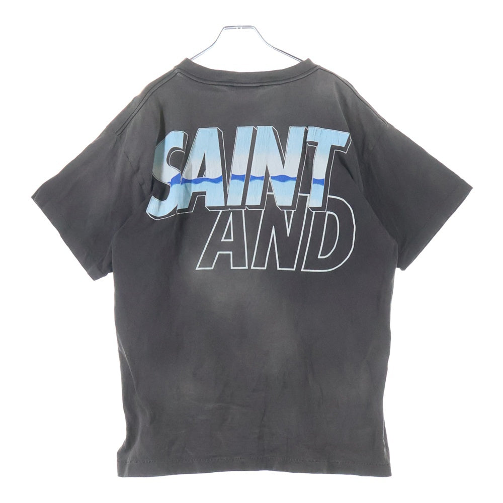 SAINT MICHAEL(セントマイケル) 21AW ×WIND AND SEA ウィンダンシー ヴィンテージ加工グラフィックプリントクルーネック半袖Tシャツカットソー グレー SM-A21-0000-062