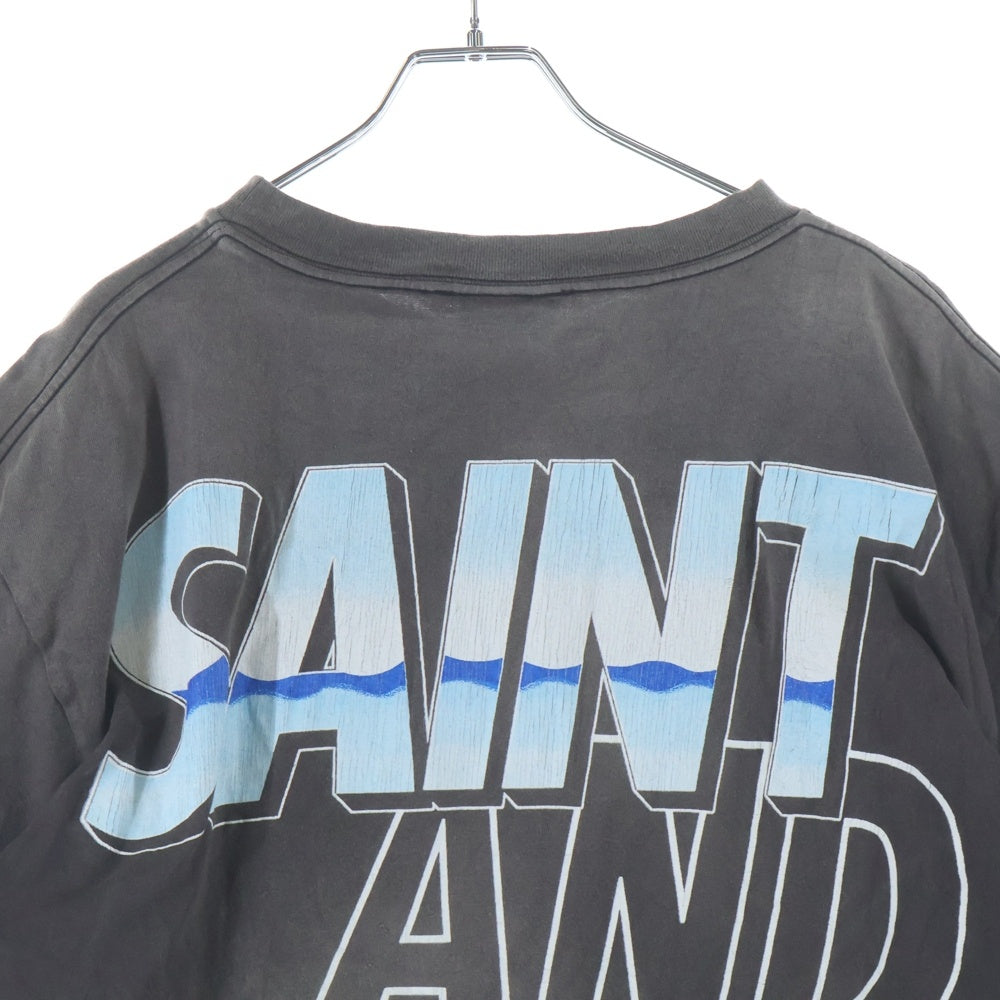 SAINT MICHAEL(セントマイケル) 21AW ×WIND AND SEA ウィンダンシー ヴィンテージ加工グラフィックプリントクルーネック半袖Tシャツカットソー グレー SM-A21-0000-062