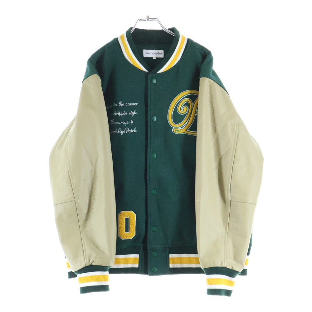 THE BLACK EYE PATCH(ブラックアイパッチ) 22SS VARSITY JACKET ロゴ刺繍 バーシティージャケット グリーン