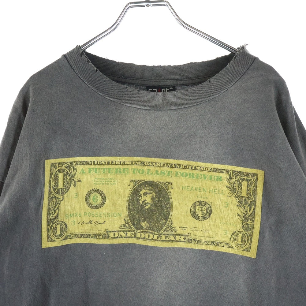 SAINT MICHAEL(セントマイケル) 22AW ×Kosuke Kawamura KMR LS TEE ヴィンテージ加工 長袖Tシャツカットソー ブラック SM-A22-0000-083