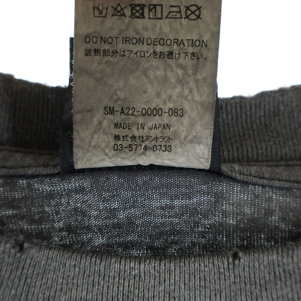 SAINT MICHAEL(セントマイケル) 22AW ×Kosuke Kawamura KMR LS TEE ヴィンテージ加工 長袖Tシャツカットソー ブラック SM-A22-0000-083
