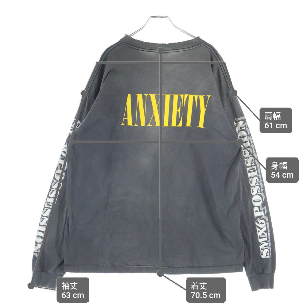 SAINT MICHAEL(セントマイケル) 22AW ×Kosuke Kawamura KMR LS TEE ヴィンテージ加工 長袖Tシャツカットソー ブラック SM-A22-0000-083