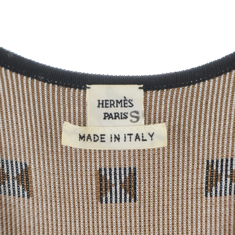 HERMES(エルメス) メドール 総柄 シルク ベルト付き ノースリーブ ワンピース レディース ブラック
