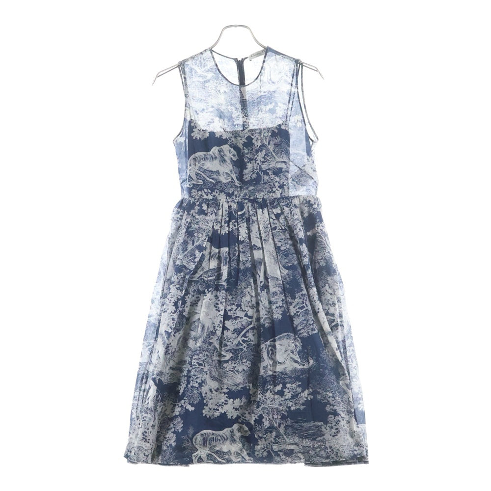 Christian Dior(クリスチャンディオール) 22SS トワルドゥジュイ インナー付き 総柄 ドレス ワンピース ネイビー 221R84A3846 レディース