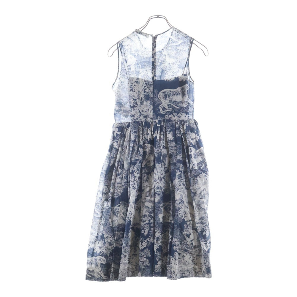 Christian Dior(クリスチャンディオール) 22SS トワルドゥジュイ インナー付き 総柄 ドレス ワンピース ネイビー 221R84A3846 レディース