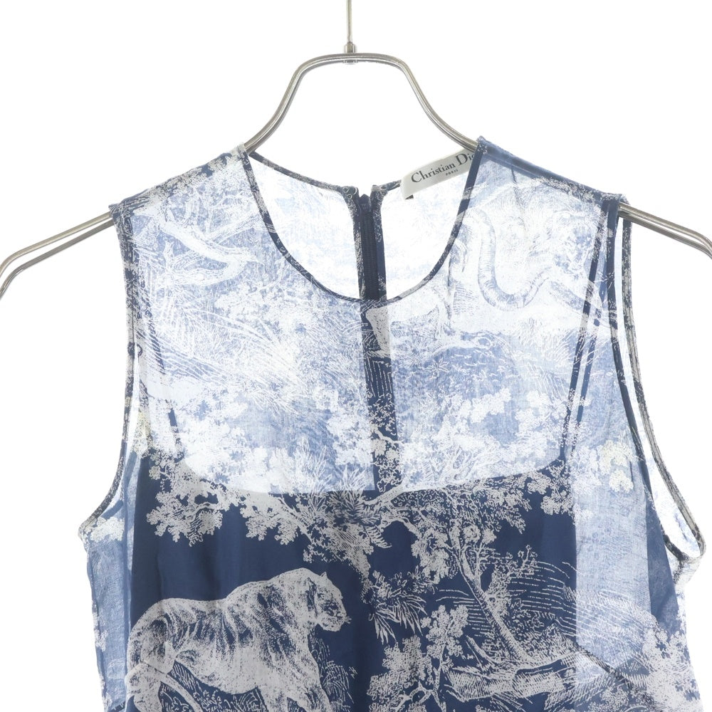 Christian Dior(クリスチャンディオール) 22SS トワルドゥジュイ インナー付き 総柄 ドレス ワンピース ネイビー 221R84A3846 レディース