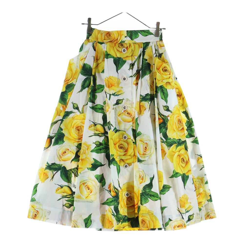 DOLCE & GABBANA(ドルチェアンドガッバーナ) 24SS イエローローズ 総柄 ミディアム フローラルスカート イエロー レディース F4CFET/HS5NO