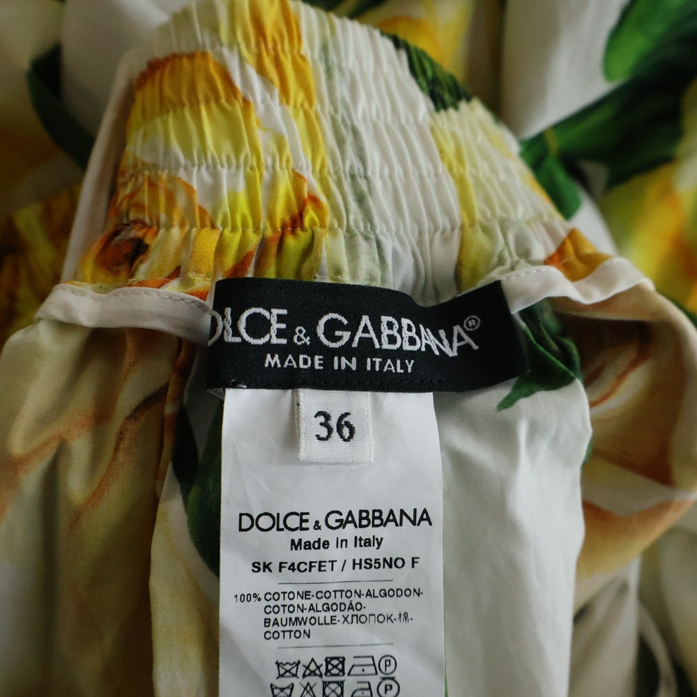 DOLCE & GABBANA(ドルチェアンドガッバーナ) 24SS イエローローズ 総柄 ミディアム フローラルスカート イエロー レディース F4CFET/HS5NO