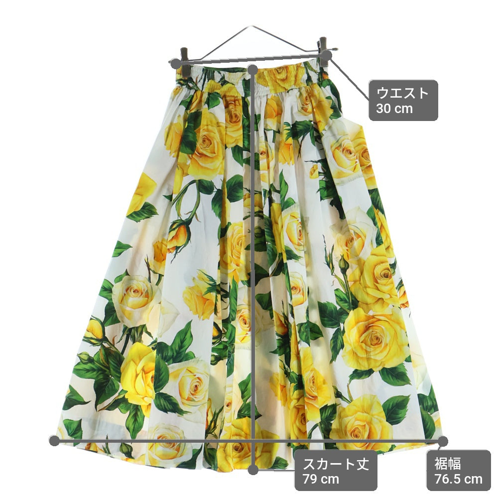 DOLCE & GABBANA(ドルチェアンドガッバーナ) 24SS イエローローズ 総柄 ミディアム フローラルスカート イエロー レディース F4CFET/HS5NO