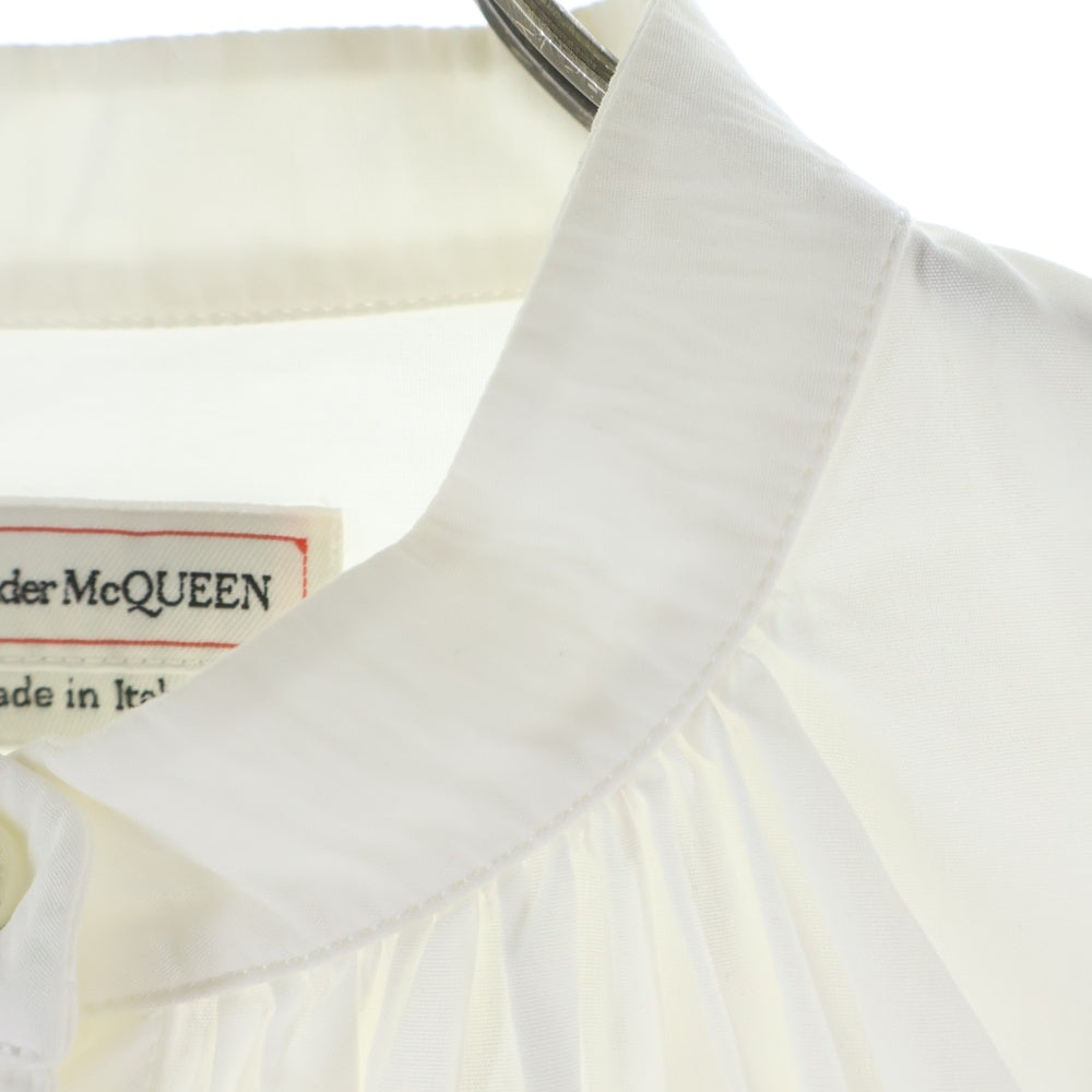 Alexander McQueen(アレキサンダーマックイーン) ノーカラー コットン ドレスシャツワンピース ホワイト レディース 665411 QAAAD
