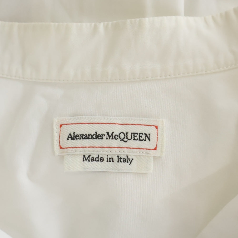 Alexander McQueen(アレキサンダーマックイーン) ノーカラー コットン ドレスシャツワンピース ホワイト レディース 665411 QAAAD