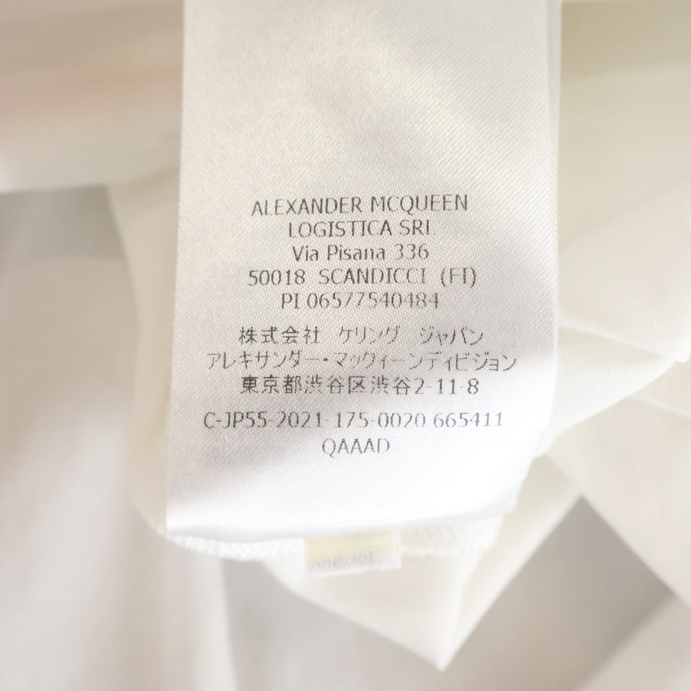 Alexander McQueen(アレキサンダーマックイーン) ノーカラー コットン ドレスシャツワンピース ホワイト レディース 665411 QAAAD