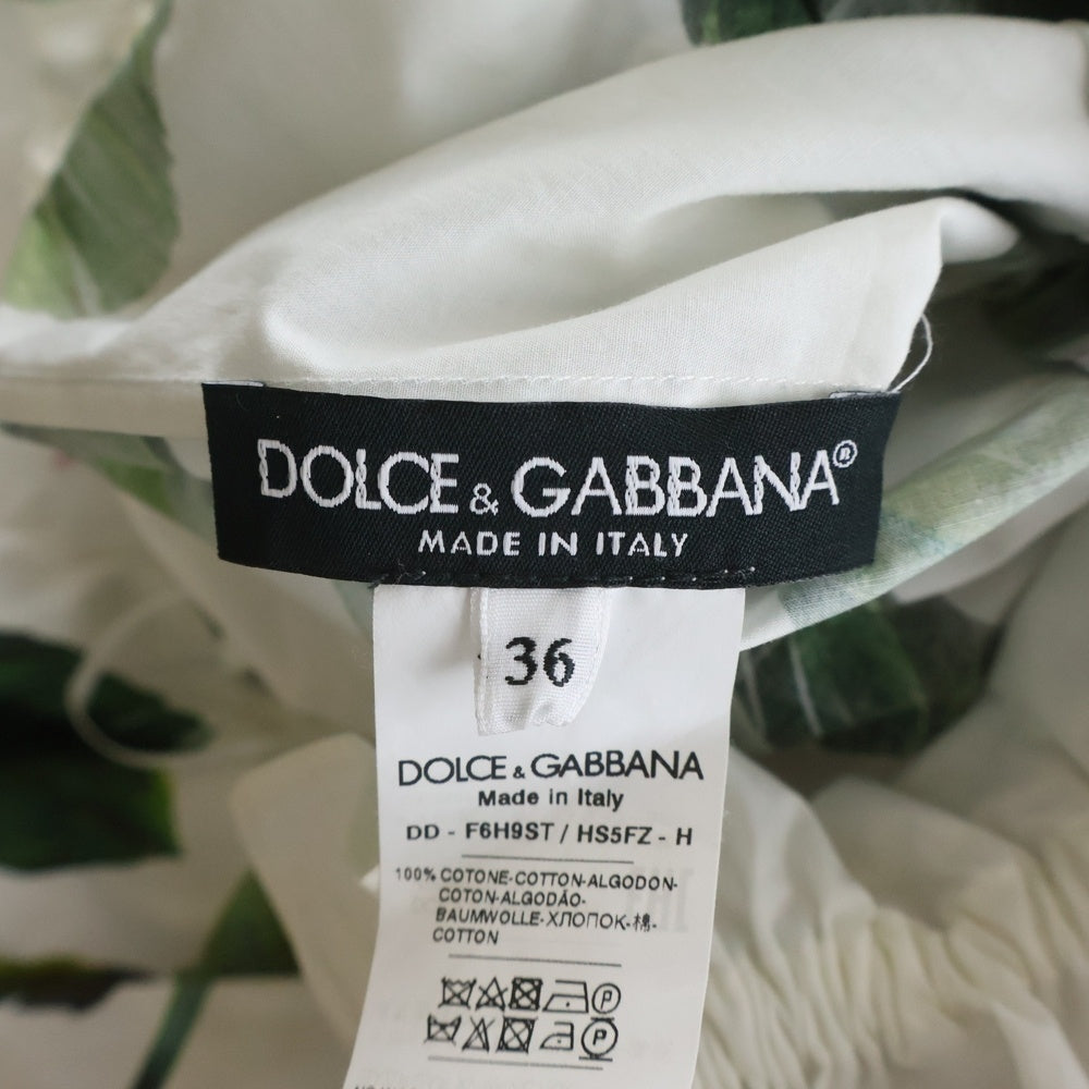 DOLCE & GABBANA(ドルチェアンドガッバーナ) Tropical Rose Print Poplin Dress トロピカル ローズプリント 総柄 ポプリンドレスワンピース ホワイト レディース F6H9ST/HS5FZ