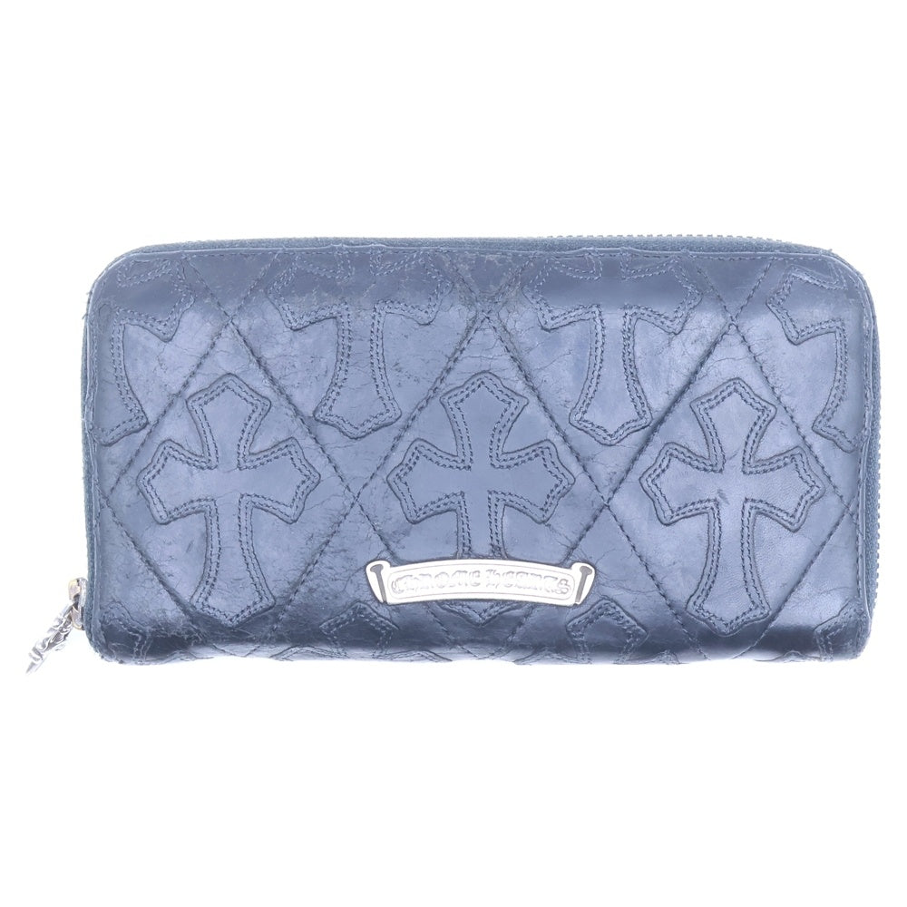 CHROME HEARTS(クロムハーツ) REC F ZIP QUILTED WALLET セメタリークロス キルティング レザーウォレット 財布 ブラック