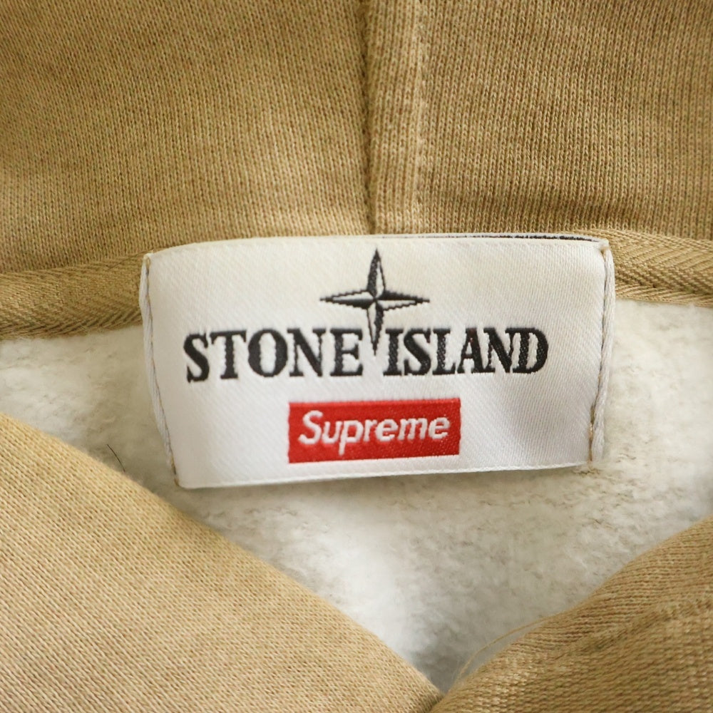 SUPREME(シュプリーム) 22SS × STONE ISLAND Stripe Hooded Sweatshirt ストーンアイランド ストライプ プルオーバーパーカーフーディー ベージュ 7625601S2