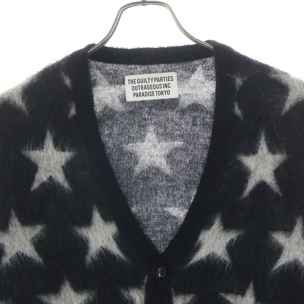 WACKO MARIA(ワコマリア) 12AW スター柄 モヘヤ カーディガン ニット ブラック/グレー