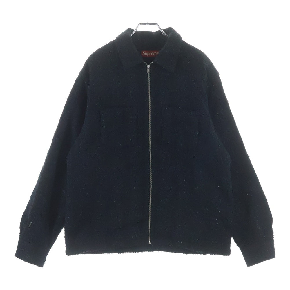 SUPREME(シュプリーム) 24AW Boucle Zip Up Shirt ブークレ ジップアップシャツ ブラック
