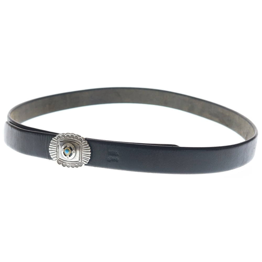 goro's(ゴローズ) 金縄ターコイズ付きコンチョベルト ブラウン/シルバー