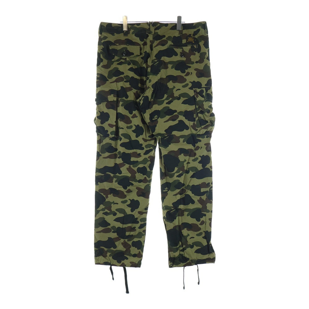 A BATHING APE(アベイシングエイプ) 1ST CAMO REGULAR FIT 6 POCKET PANTS エイプカモ 迷彩 総柄 レギュラー カーゴパンツ カーキ 001PTH801017M