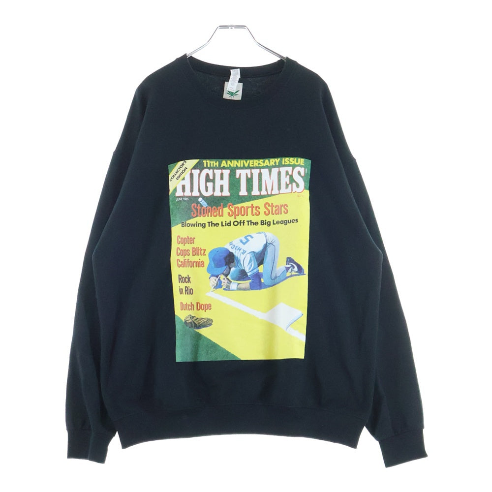 WACKO MARIA(ワコマリア) 24SS ×HIGH TIMES CREW NECK SWEAT SHIRT ハイタイムズ フロントプリント クルーネック スウェット トレーナー ブラック